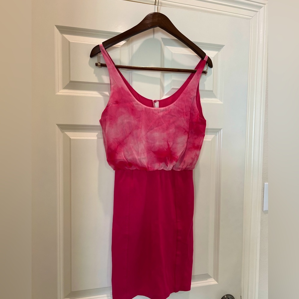 Alice + Olivia Pink Tie-Dye Bust Mini Dress